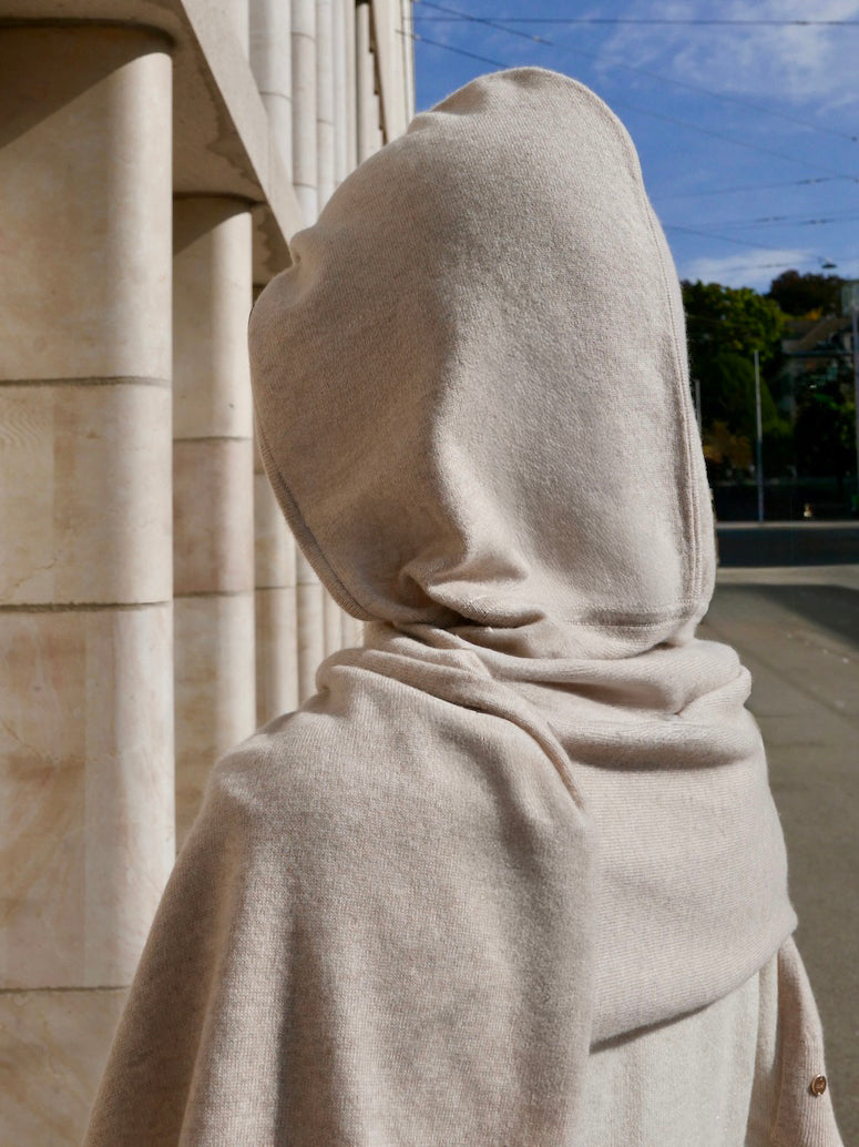 MIRÉ Cashmere Hoodie Scarf - Oat
