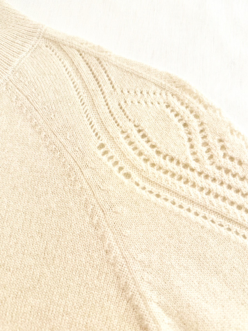 MIRÉ Cashmere Lurex Mock Neck Sweater - Ecru with gold lurex