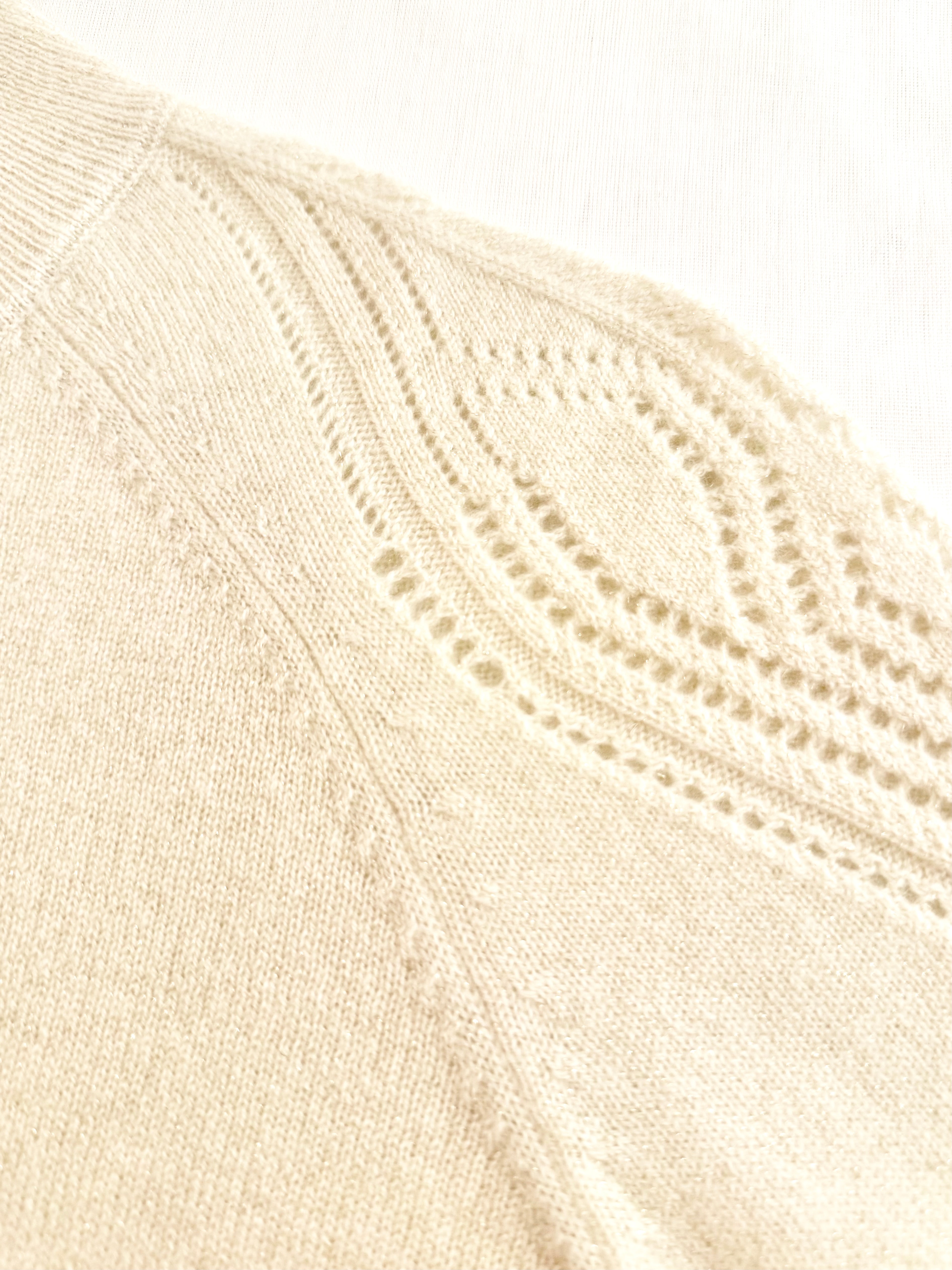 MIRÉ Cashmere Lurex Mock Neck Sweater - Ecru with gold lurex