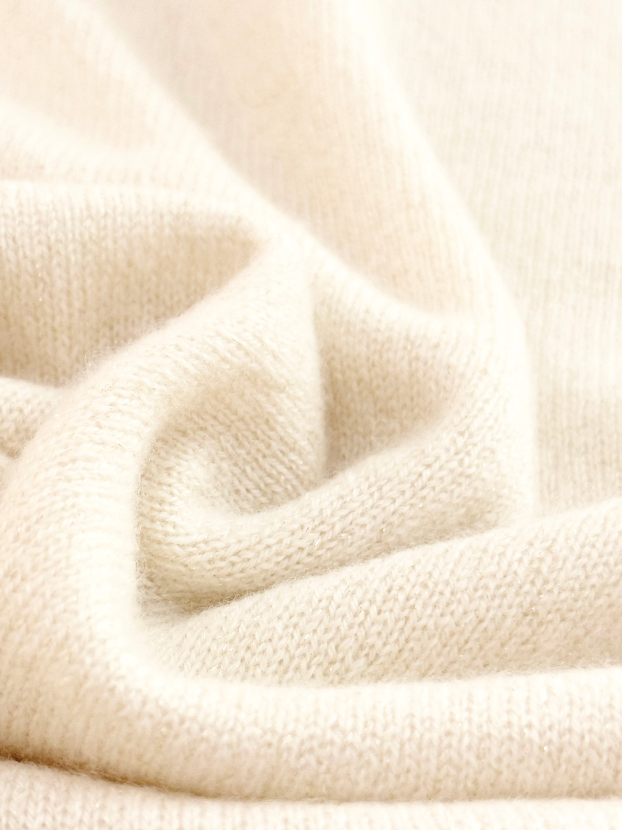 MIRÉ Cashmere Lurex Mock Neck Sweater - Ecru with gold lurex