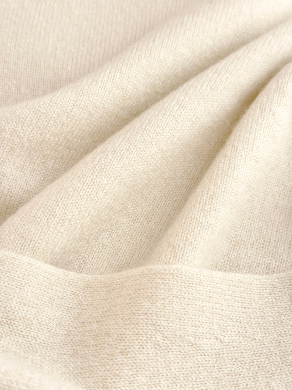 MIRÉ Cashmere Lurex Mock Neck Sweater - Ecru with gold lurex