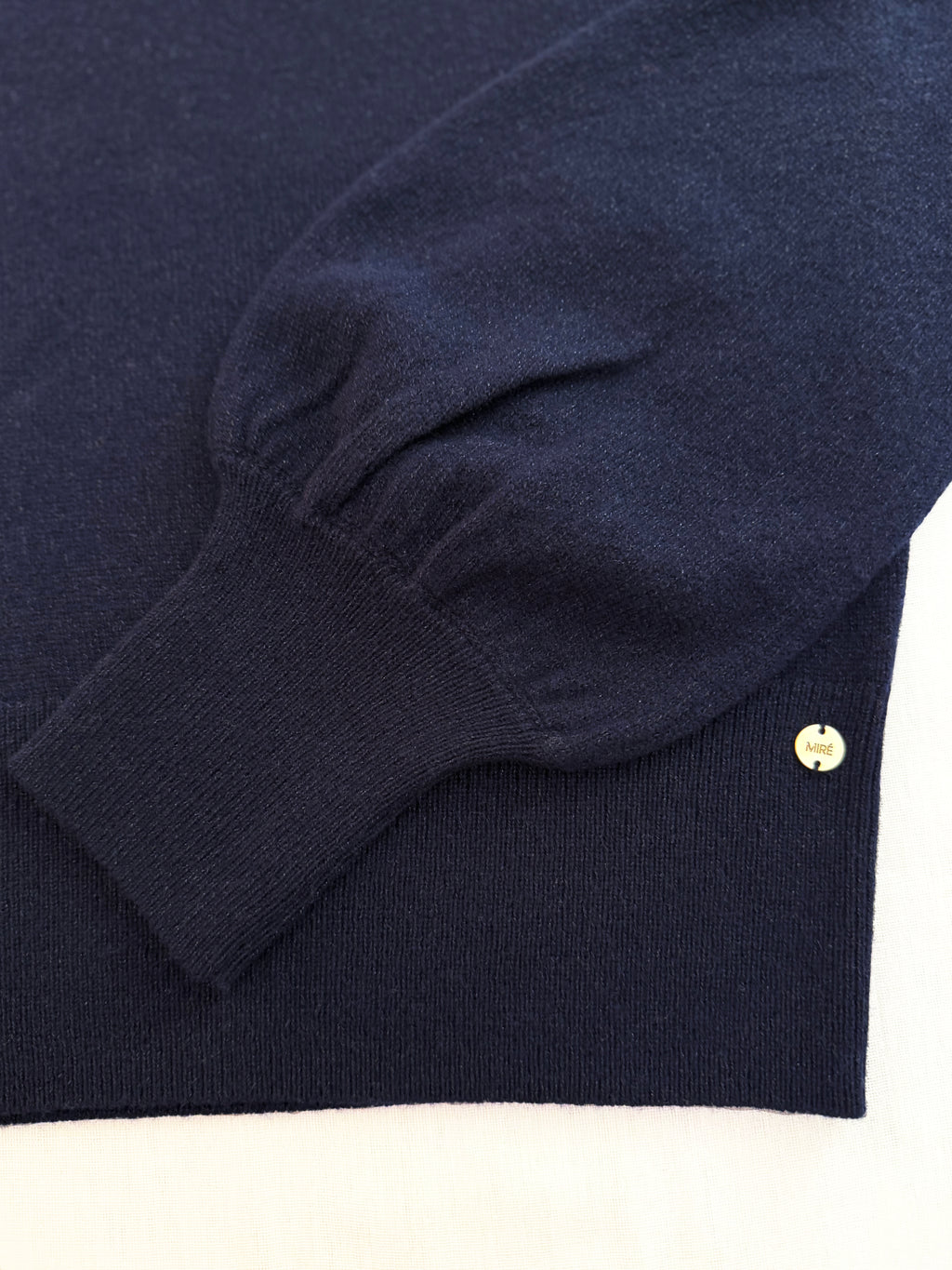 MIRÉ Cashmere Lurex Mock Neck Sweater - Navy with Gunmetal lurex