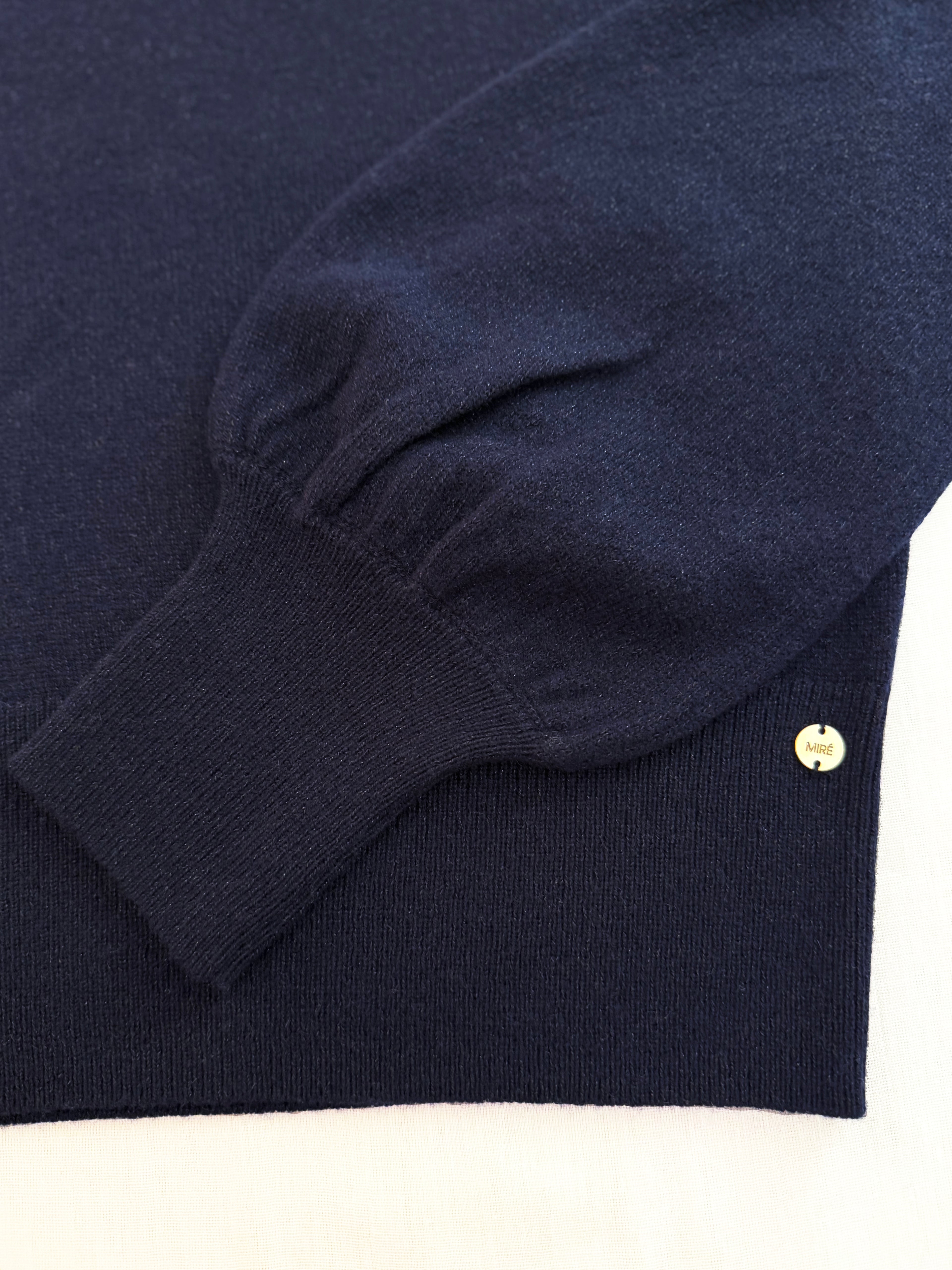 MIRÉ Cashmere Lurex Mock Neck Sweater - Navy with Gunmetal lurex