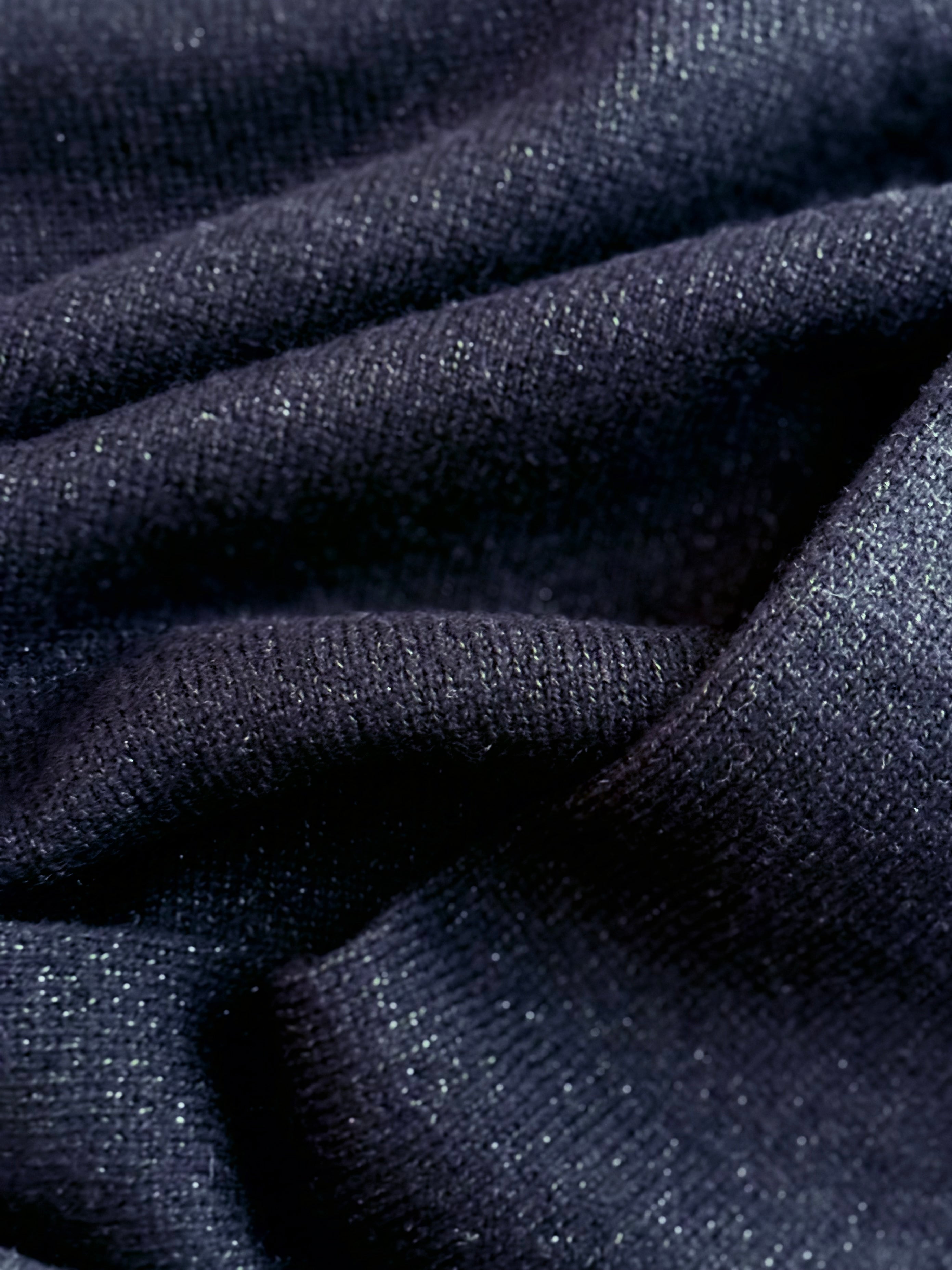 MIRÉ Cashmere Lurex Mock Neck Sweater - Navy with Gunmetal lurex
