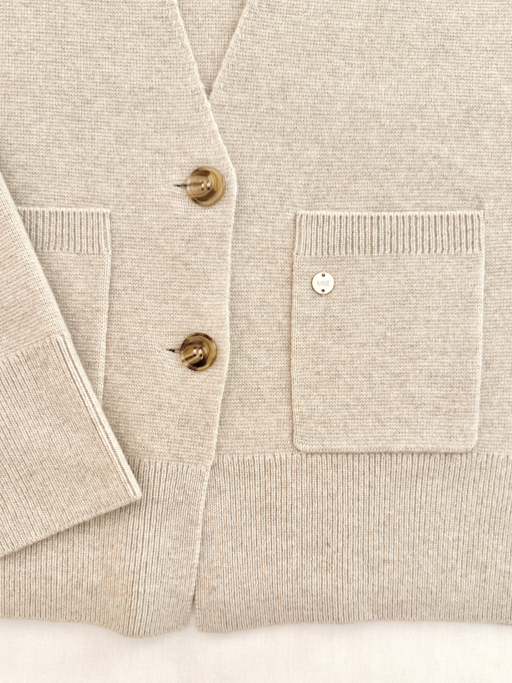 MIRÉ Cashmere Waisted Cardigan Jacket - Oat