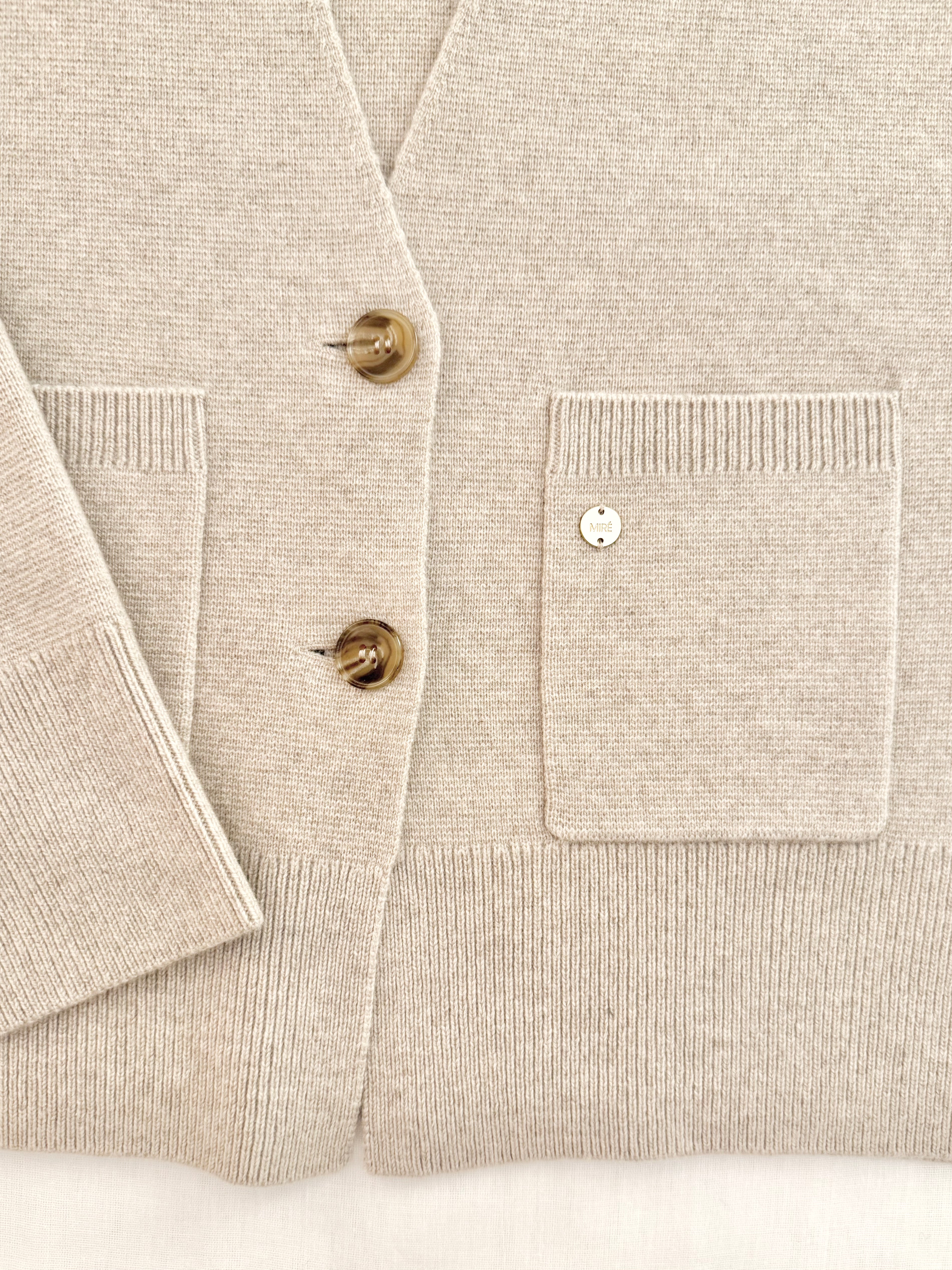 MIRÉ Cashmere Waisted Cardigan Jacket - Oat