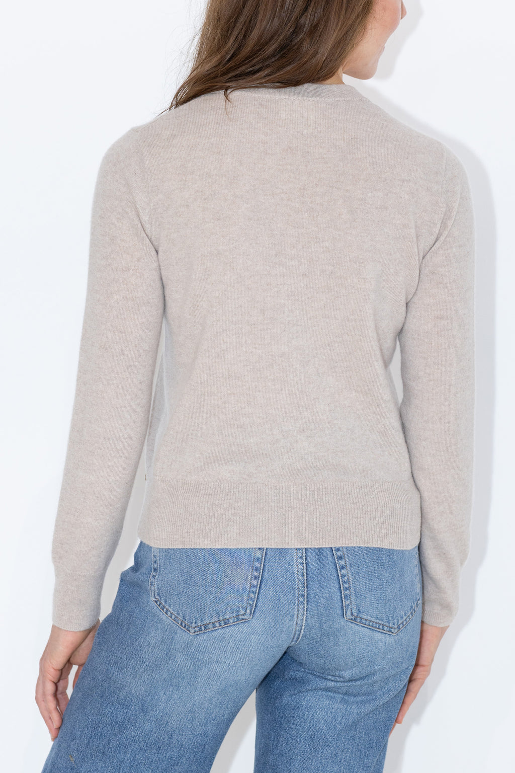 MIRÉ Cashmere Heart Intarsia Pullover - Ecru mit roten Herzen