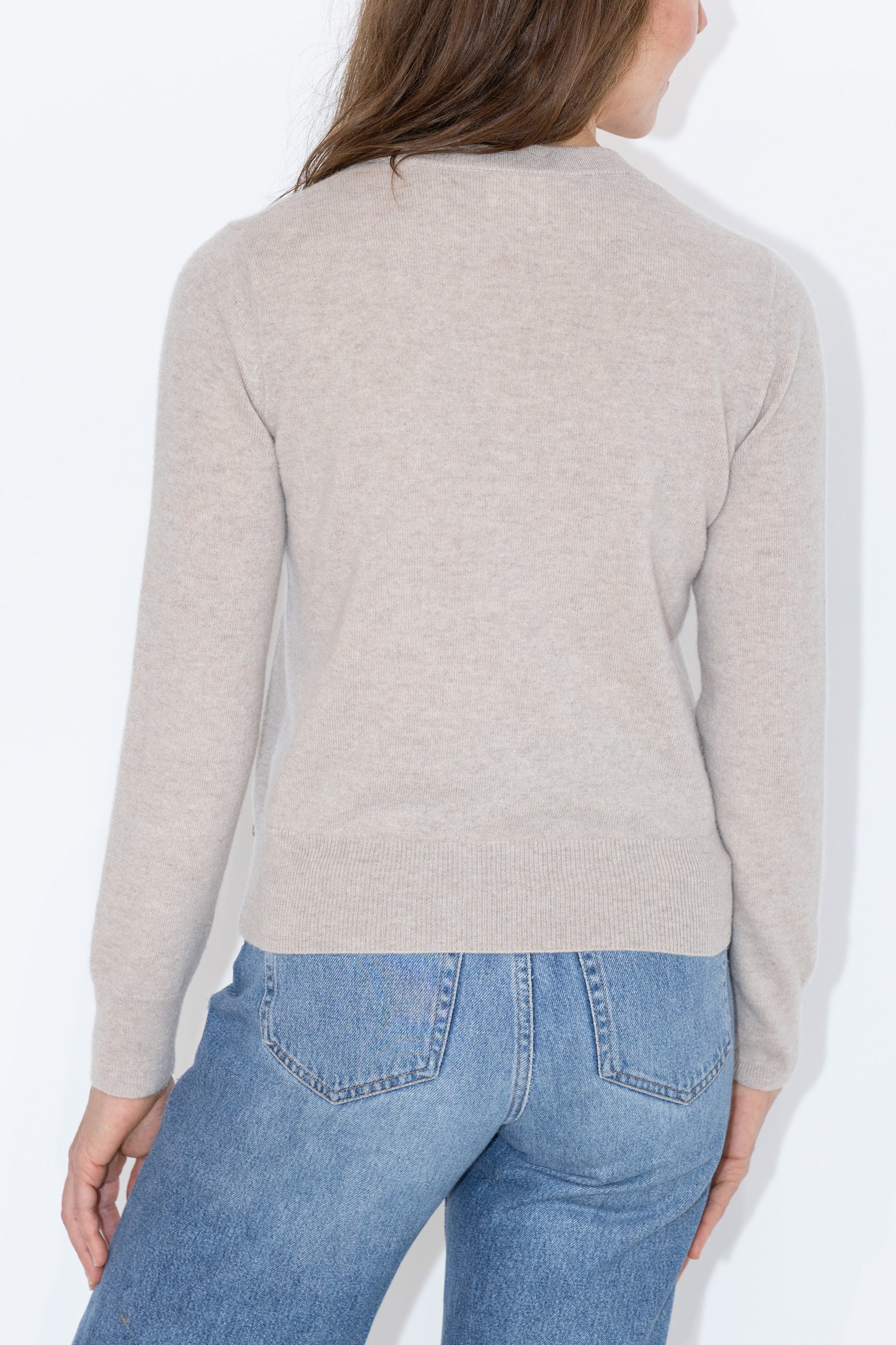 MIRÉ Cashmere Heart Intarsia Pullover - Ecru mit roten Herzen