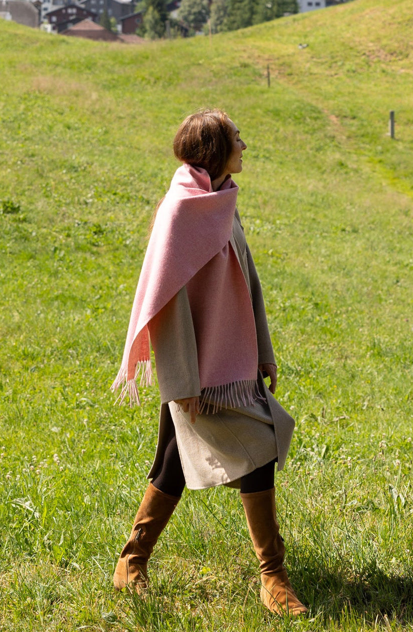 MIRÉ Cashmere Double Face Scarf - Rose & Oat