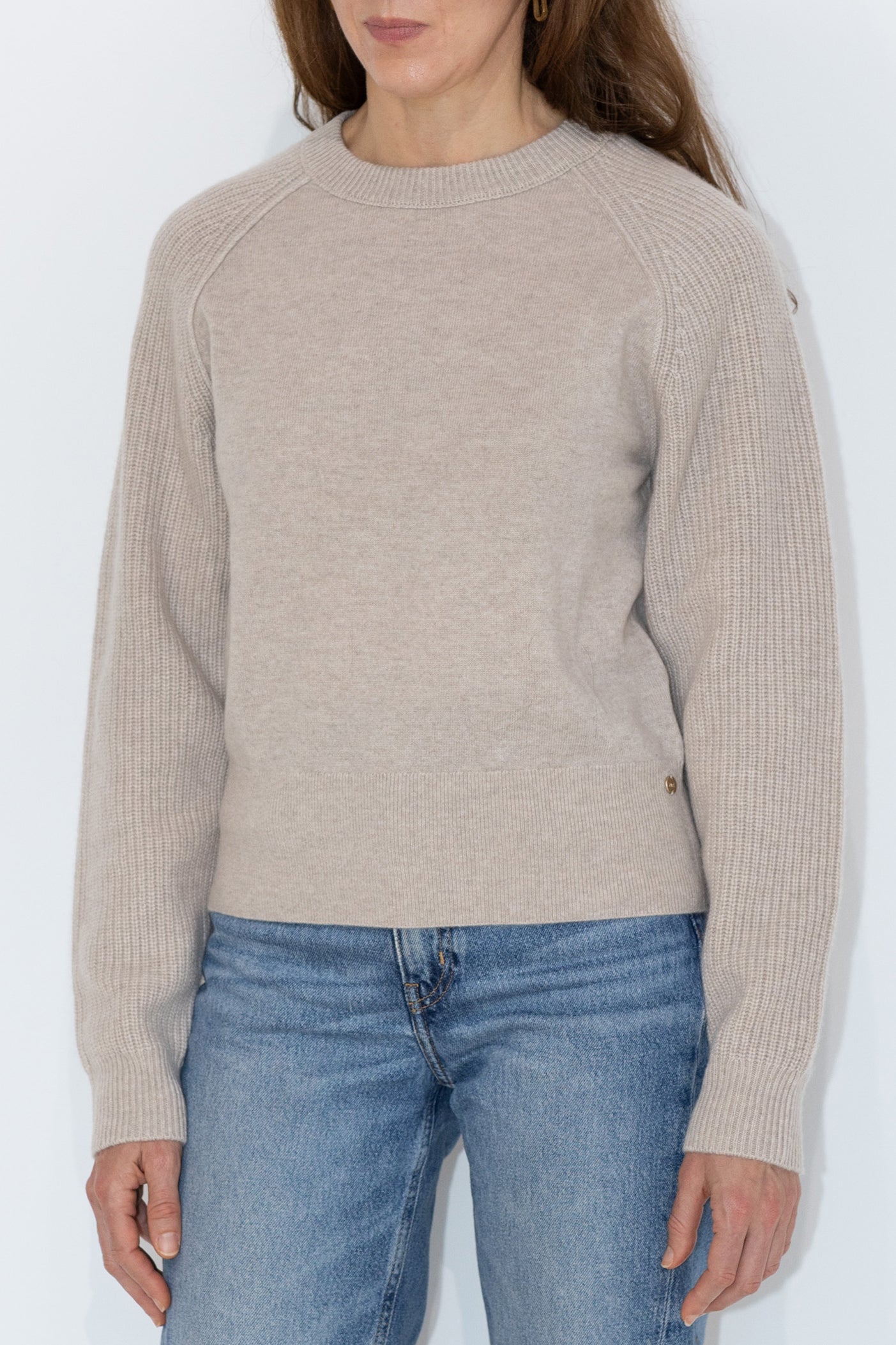 MIRÉ Cashmere Round Neck Sweater - Oat