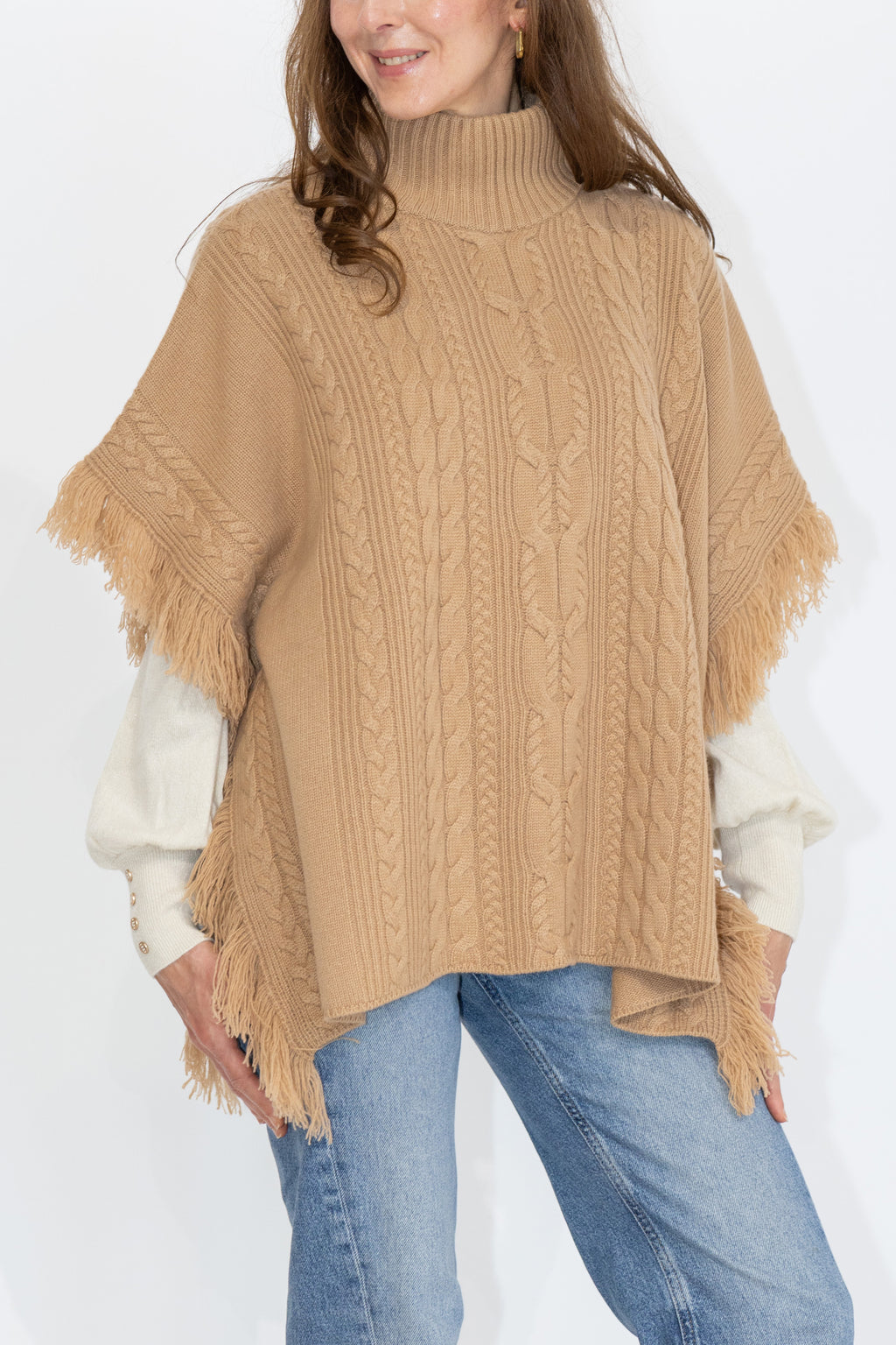 MIRÉ Cashmere Cable Cape - Camel