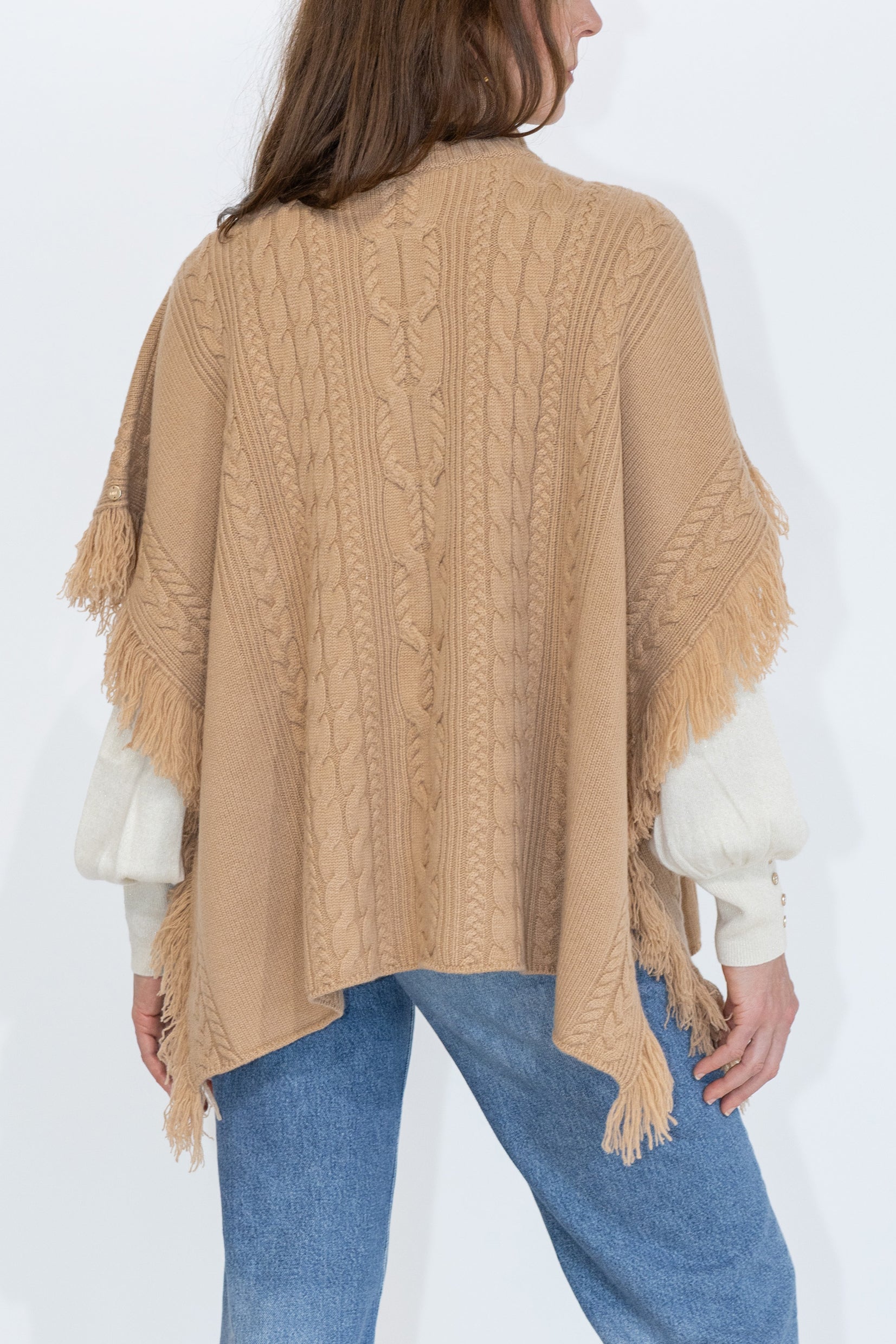 MIRÉ Cashmere Cable Cape - Camel