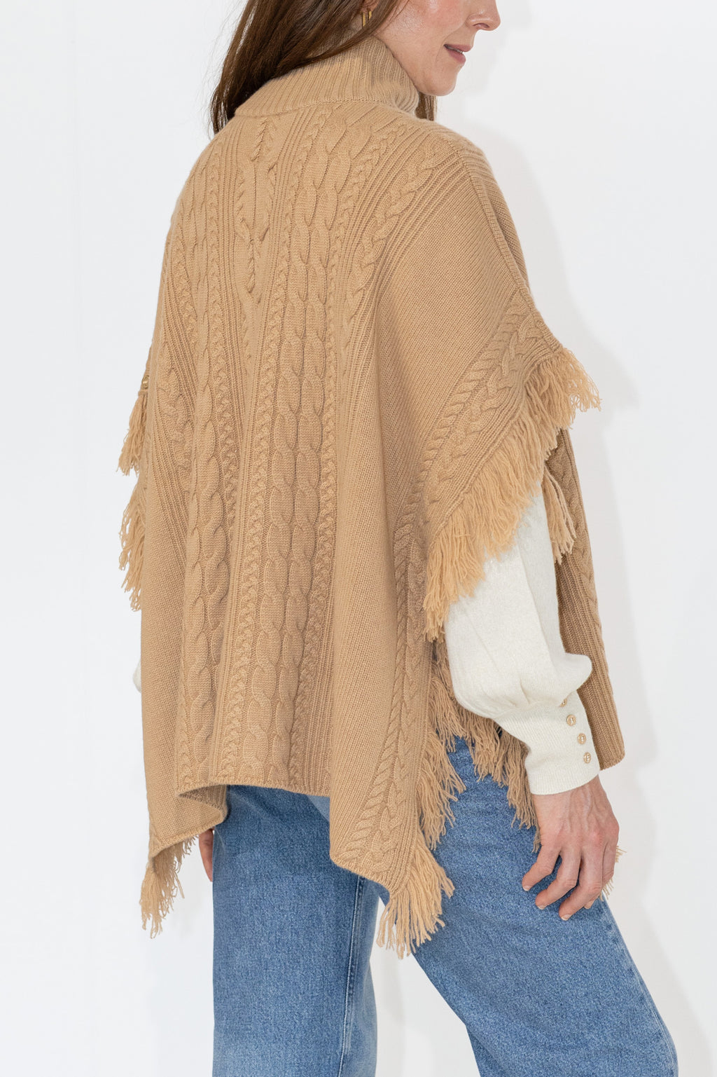 MIRÉ Cashmere Cable Cape - Camel