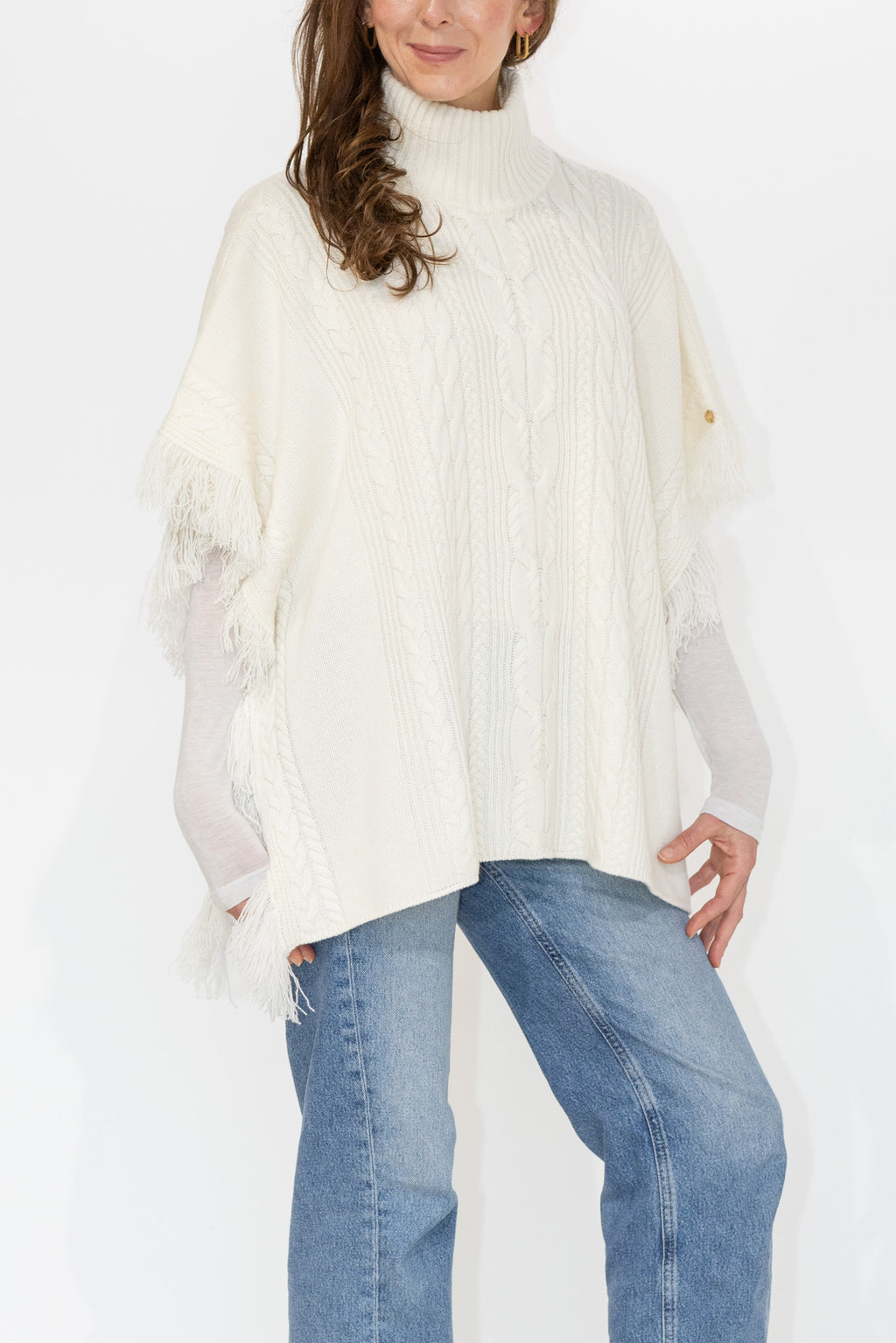 MIRÉ Cashmere Cable Cape - Ecru
