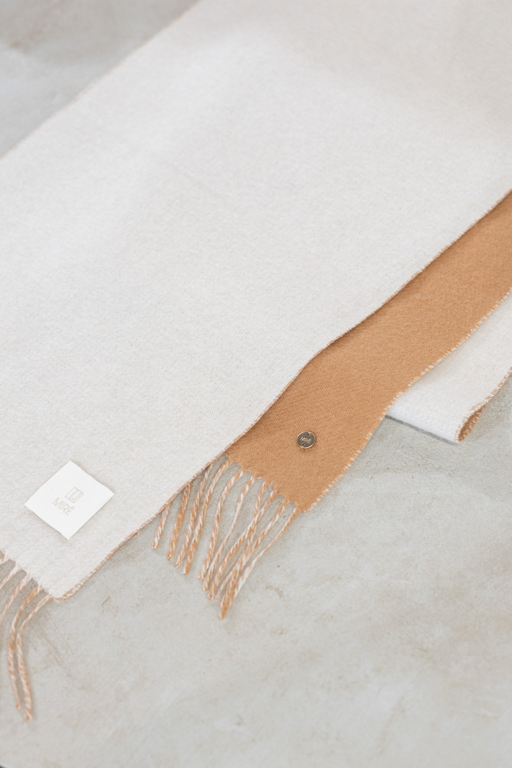 MIRÉ Cashmere Double Face Scarf - Camel & Ecru