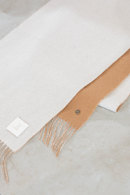 MIRÉ Cashmere Double Face Scarf - Camel & Ecru