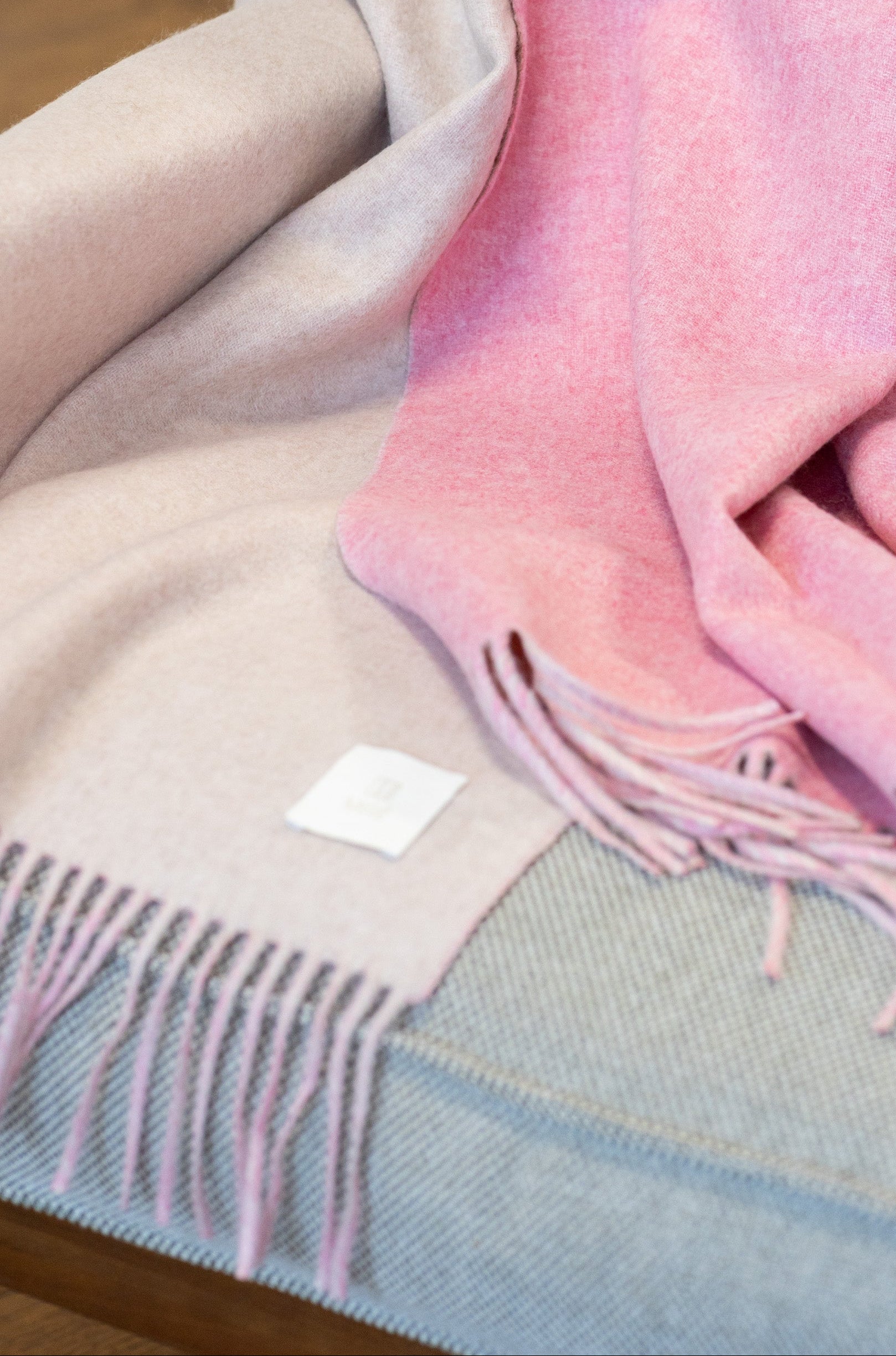 MIRÉ Cashmere Double Face Scarf - Rose & Oat